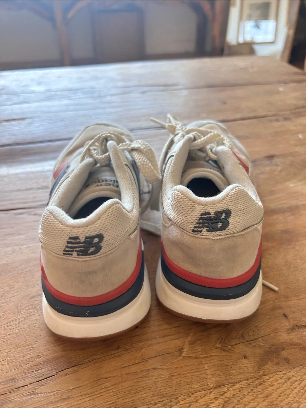 New Balance Kids Light red white and blue  Accent Sneakers